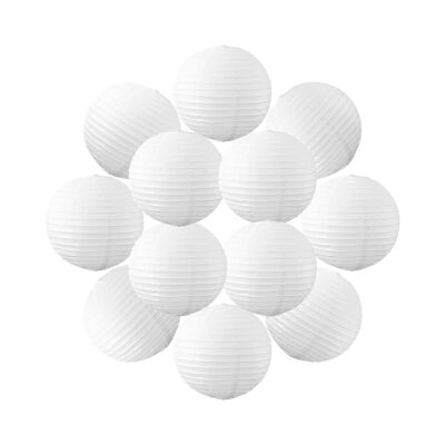 Set of 12 White Japanese Balls 30 cm