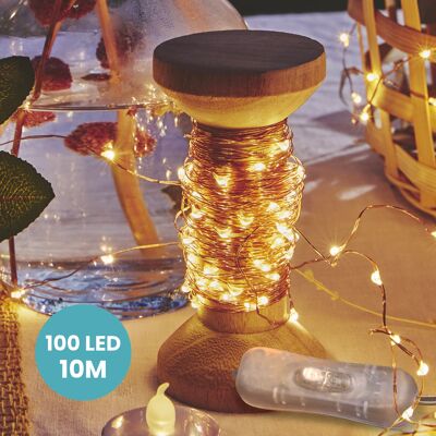 Guirnalda Micro-Led Cobre 10 m con Bobina de 100 LEDs