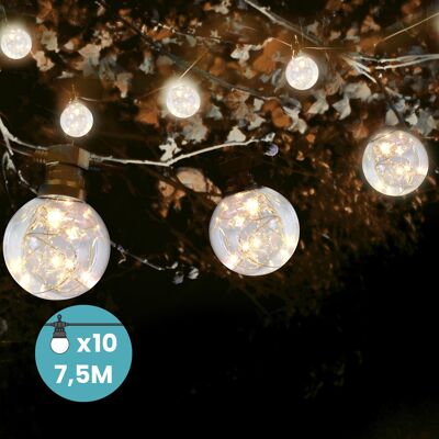 Large Bulbs Micro LED Guinguette Garland 7.5 m Black Cable
