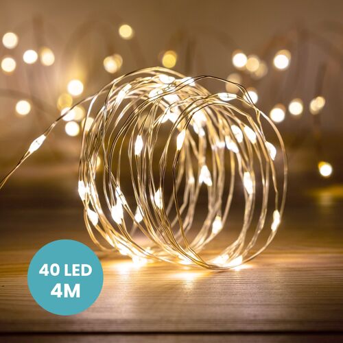Guirlande lumineuse en cascade 408 micro LEDs blanc chaud fil nu argenté  pour sapin de 180 cm int/ext