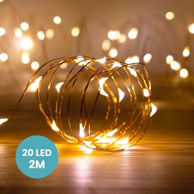 Guirlande Micro LED 2M Cuivre 20 LEDs