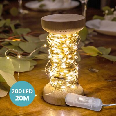 20 m silberne Mikro-LED-Girlande mit 200 LEDs Spule