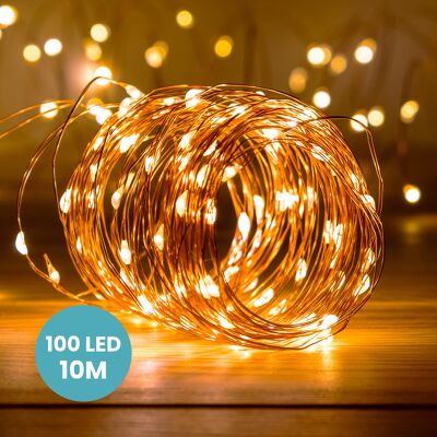 Micro-LED-Girlande 10M Kupfer 100 warmweiße LEDs