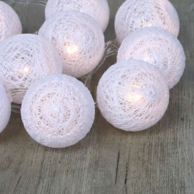 Guirlande Lumineuse Boules Coton Blanc