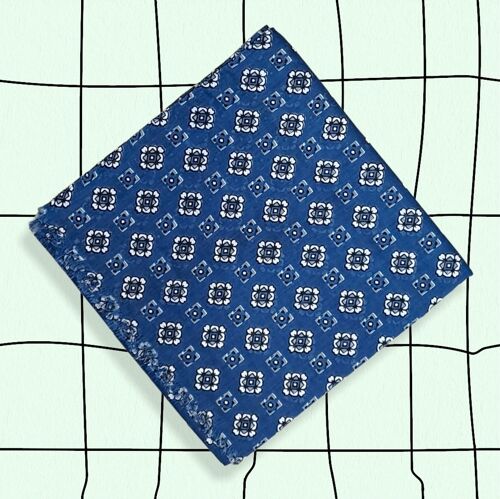 Hespérie - Chèche en coton bleu et blanc - motif cravate