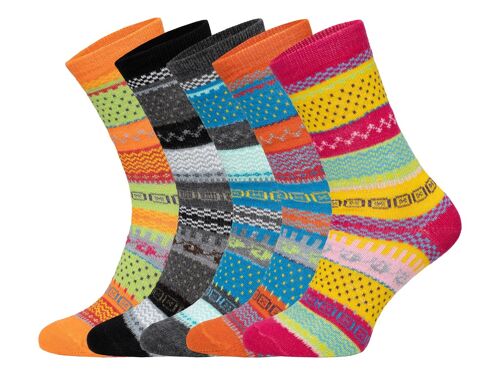 2 Paar Hygge Socken mit 45%Wolle Bunte Skandinavische Muster