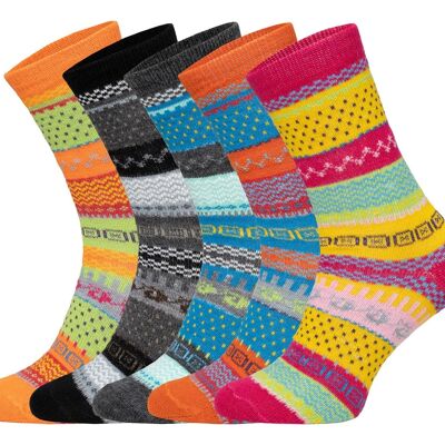 2 paires de chaussettes Hygge avec 45% laine Motifs scandinaves colorés