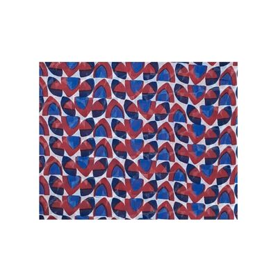 Nysos - Chèche en coton rouge vintage, bleu et blanc