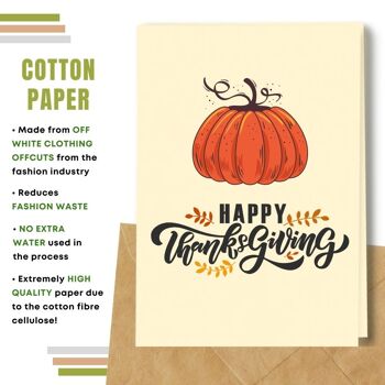 Fait à la main respectueux de l'environnement | Cartes de Thanksgiving en papier de graines ou de matières organiques à planter - Citrouille 4