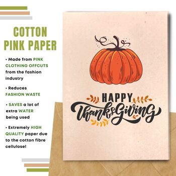 Fait à la main respectueux de l'environnement | Cartes de Thanksgiving en papier de graines ou de matières organiques à planter - Citrouille 5