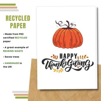 Fait à la main respectueux de l'environnement | Cartes de Thanksgiving en papier de graines ou de matières organiques à planter - Citrouille 8