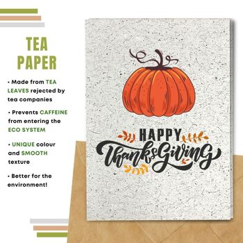 Fait à la main respectueux de l'environnement | Cartes de Thanksgiving en papier de graines ou de matières organiques à planter - Citrouille 10