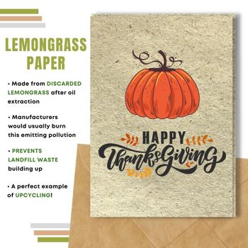 Fait à la main respectueux de l'environnement | Cartes de Thanksgiving en papier de graines ou de matières organiques à planter - Citrouille 12