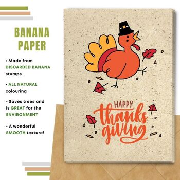 Fait à la main respectueux de l'environnement | Cartes de Thanksgiving en papier de graines ou de matières organiques à planter - Dinde avec chapeau noir 12