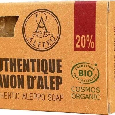 Traditionelle Aleppo-Seife von Alepeo, 20 % Körper- und Gesichtsreinigung, zertifiziert biologisch