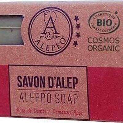 Jabón de Alepo con Rosa de Damasco Certificado Cosmos Bio 100g