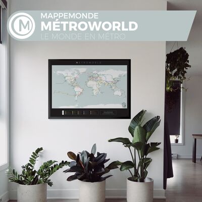 Mappemonde Métroworld, décoration géographique, 70x50cm