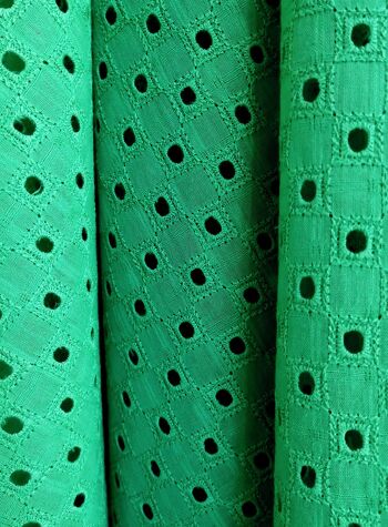 Tissu broderie anglaise motifs géométriques coloris Vert - Danitza-22 2