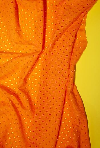 Tissu broderie anglaise motifs géométriques coloris Orange - Danitza-22 2