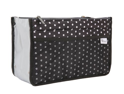 Periea Handbag Organiser - Chelsy Black/White Polka Dots (Small)