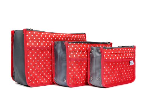 Periea Handbag Organiser - Chelsy Red/White Polka Dots (Small)