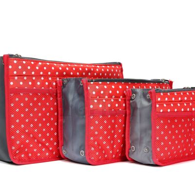 Periea Handbag Organiser - Chelsy Red/White Polka Dots (Small)