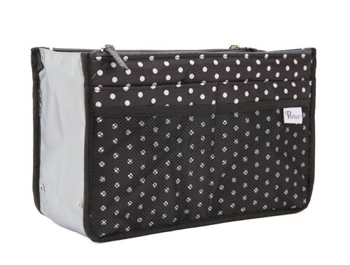 Periea Handbag Organiser - Chelsy Black/White Polka Dots (Medium)