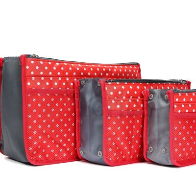 Periea Handbag Organiser - Chelsy Red/White Polka Dots (Medium)