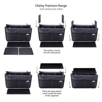 Organisateur de sac à main Periea - Chelsy Premium à pois noirs/blancs (petit) 3