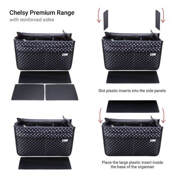 Organisateur de sac à main Periea - Chelsy Premium à pois noirs/blancs (petit) 4