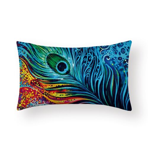 Cushion Cover Peacock - Bright Blue Long