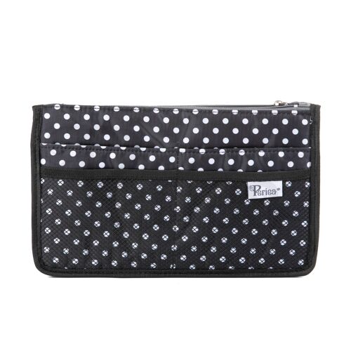 Periea Handbag Organiser - Chelsy Premium Black/White Polka Dots (Medium)