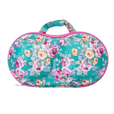 Custodia da viaggio per reggiseno Periea - Belle Green & Pink Floral