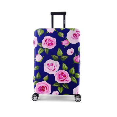 Periea elastische Gepäckabdeckung – Lila mit rosa Rosen, 4 Größen