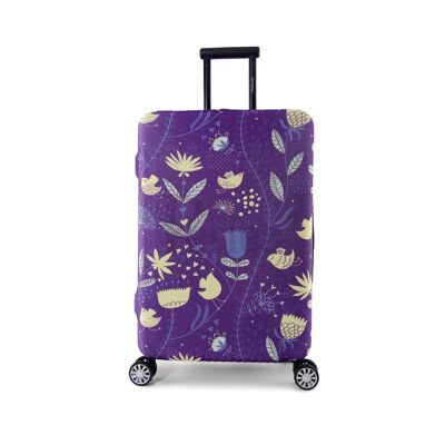 Funda para equipaje Periea - Púrpura con pájaros amarillos (pequeña)