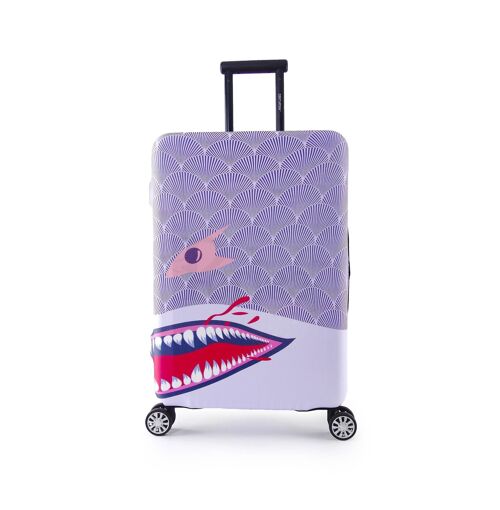 Periea Elasticated Luggage Cover - Purple Shark 3 Sizes
