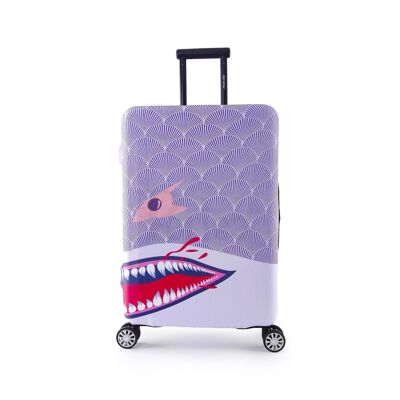 Periea Elasticated Luggage Cover - Purple Shark 3 Sizes