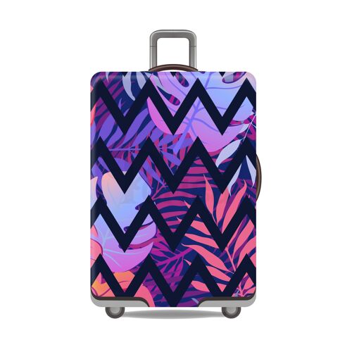 Periea Elasticated Luggage Cover - Purple Zigzag 3 Sizes