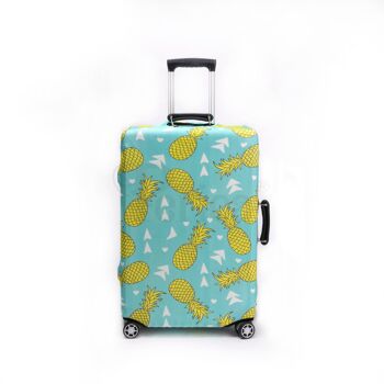 Housse de bagage élastique Periea - Vert avec ananas jaunes Small, Medium & Large 1