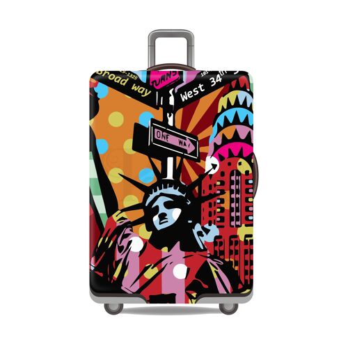 Periea Elasticated Luggage Cover - Pop Art Statue of Liberty 3 Sizes