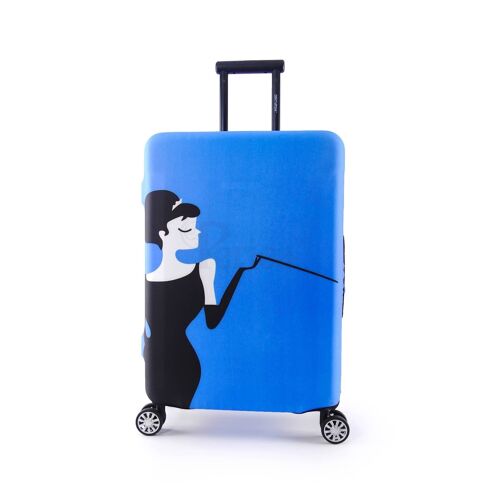 Periea Elasticated Luggage Cover - Blue Lady 4 Sizes