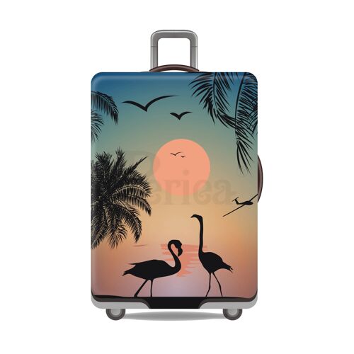 Periea Luggage Cover - Sunset Flamingos