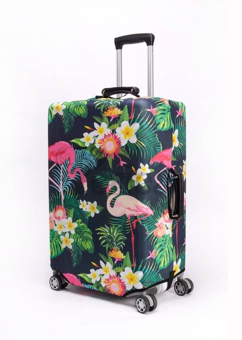Periea Elasticated Luggage Cover - Tropical Flamingos 4 Sizes