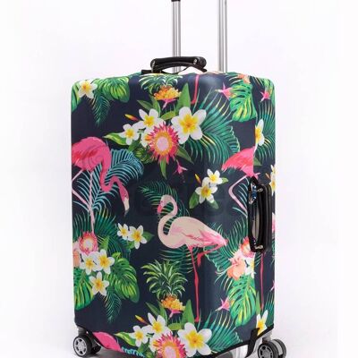 Periea Elasticated Luggage Cover - Tropical Flamingos 4 Sizes