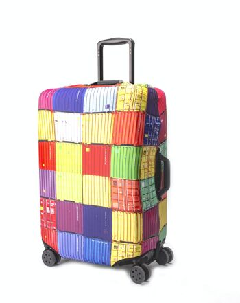 Housse de bagage élastiquée Periea - Carrés colorés Petit, Moyen et Grand 3