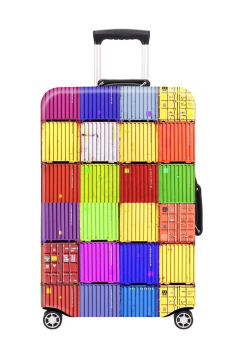 Periea Elasticated Luggage Cover - Colourful Squares Small, Medium & Large