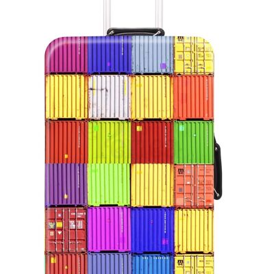 Cubierta de equipaje elástica Periea - Cuadrados de colores pequeños, medianos y grandes