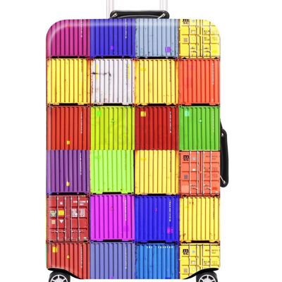 Cubierta de equipaje elástica Periea - Cuadrados de colores pequeños, medianos y grandes