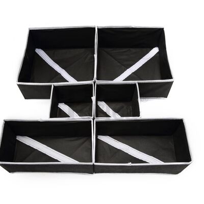 Periea set of 6 Drawer Organisers - Fern - Black