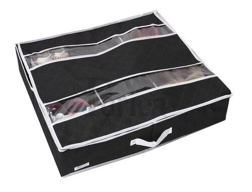 Periea Shoe Organiser – Sami Black Shoe Storage Box With Hard Base and Sides